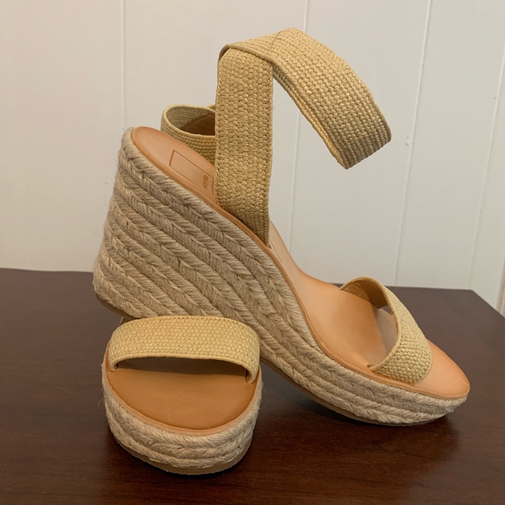 DOLCE VITA Philly Stretch Wedge Size 10 NEW NWT Natural Raffia